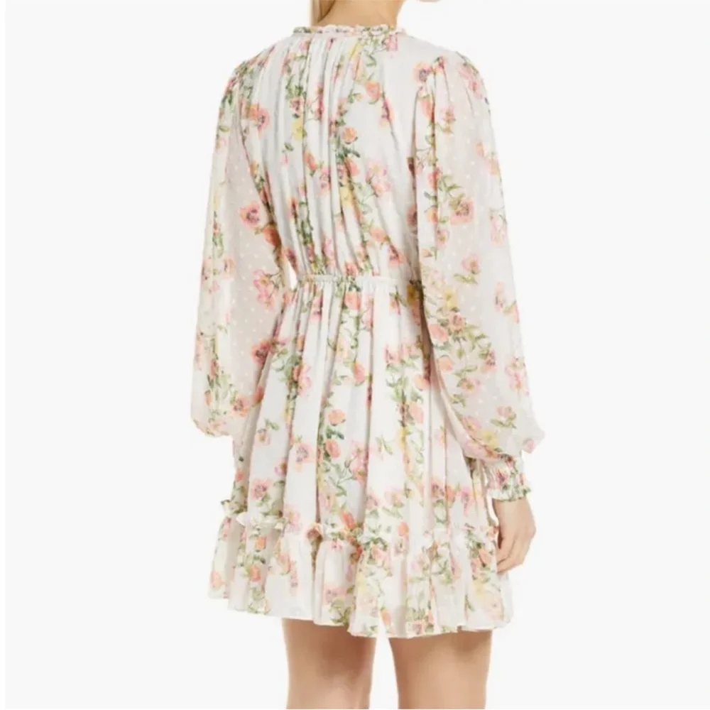 Rachel Parcell Women’s Floral Print Swiss Dot Dress Sz S with Ruffle Hem - Picture 4 of 7